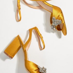 ALDO Embellished Mustard Block Heeled Sandals - Yellow