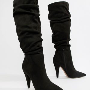 ASOS DESIGN Callie ruched knee high boots - Black