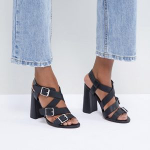 ASOS DESIGN Hamilton Multi Strap Block Heeled Sandals - Black