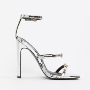 ASOS DESIGN Haunted Barely There Heeled Sandals - Silver