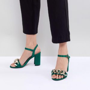 ASOS DESIGN Hawk Chain Block Heeled Sandals - Green