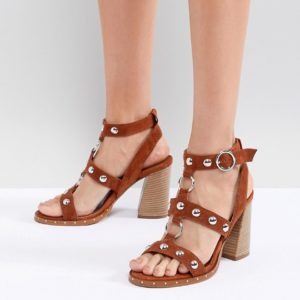 ASOS DESIGN Tiffany Suede Heeled Sandals - Tan