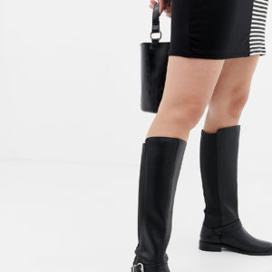 ASOS DESIGN Wide Fit Carrick knee high boots - Black