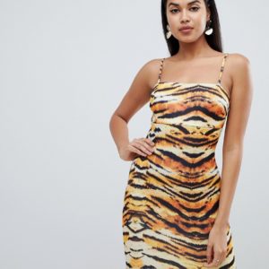 ASOS DESIGN animal print strappy mini bodycon dress - Multi