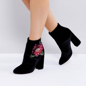 ASOS ELIYA Embellished Ankle Boots - Black