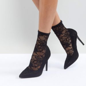 ASOS EMERALD Lace High Ankle Boots - Black