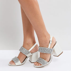 ASOS HUBBY Bridal Embellished Heeled Sandals - Cream