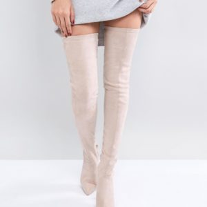 ASOS KENDRA Point Over The Knee Boots - Beige