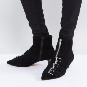 ASOS REVELATION Suede Heeled Ankle Boots - Black