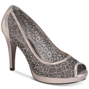 Adrianna Papell Foxy Peep-Toe Mesh Evening Pumps Women's Shoes