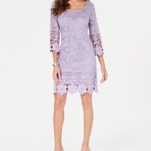 Alfani Crochet-Trim Illusion Dress, Created for Macy's