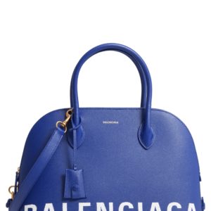 Balenciaga Ville Logo Leather Satchel - Blue