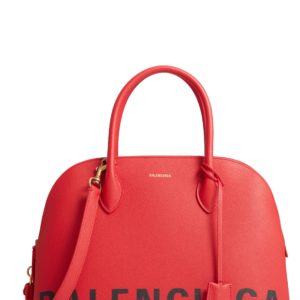 Balenciaga Ville Logo Leather Satchel - Red