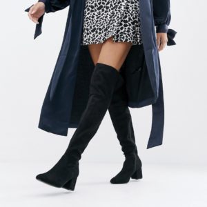 Boohoo block heel over the knee boots in black - Black