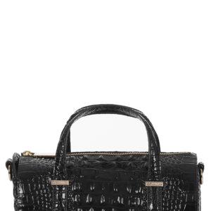 Brahmin Claire Croc Embossed Leather Top Handle Bag - Black