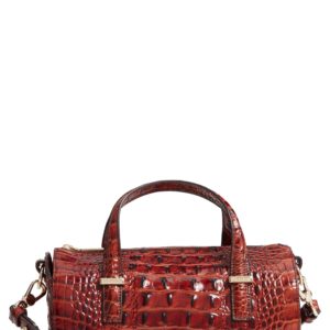 Brahmin Claire Croc Embossed Leather Top Handle Bag - Brown