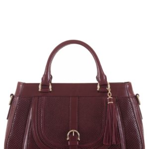 Brahmin Raelynn Embossed Leather Satchel - Burgundy