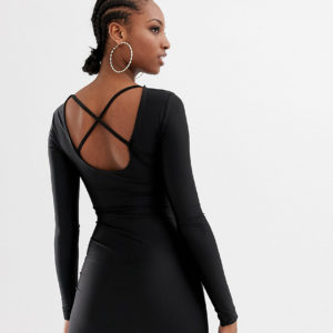 COLLUSION Tall low back bodycon dress - Black