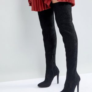 Call It Spring Black Over the Knee Boots - Black