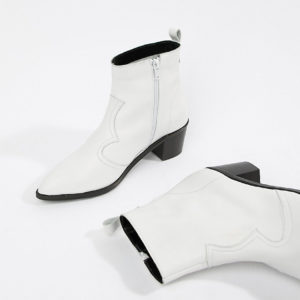 Depp Wide Fit Leather Ankle Boots - White