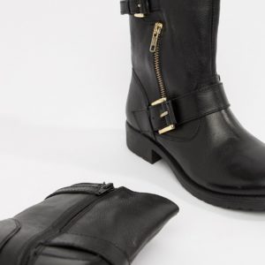 Dune Ripp Leather Ankle Boots - Black