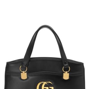 Gucci Large Arli Leather Top Handle Bag - Black