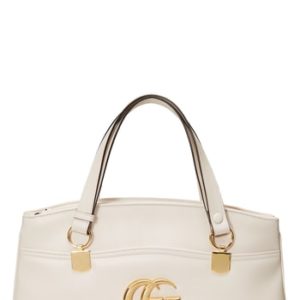 Gucci Large Arli Leather Top Handle Bag - White