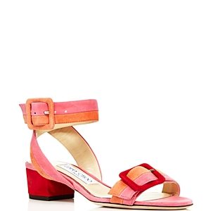 Jimmy Choo Women's Dacha 35 Suede Color-Block Block Heel Sandals