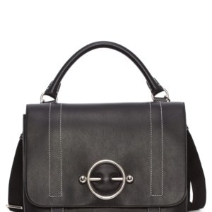 Jw Anderson Disc Leather Top Handle Satchel - Black