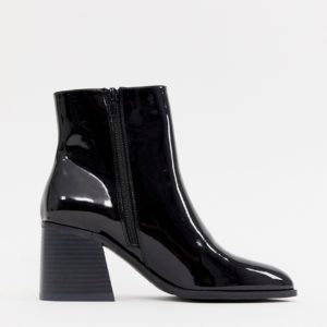 London Rebel Block Heel Ankle Boots - Black