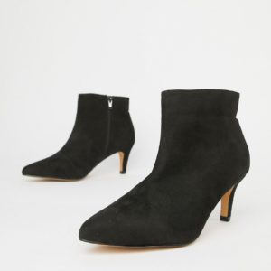 London Rebel Kitten Heel Ankle Boots - Black