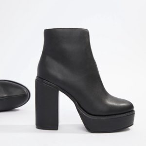 London Rebel Platform Ankle Boots - Black