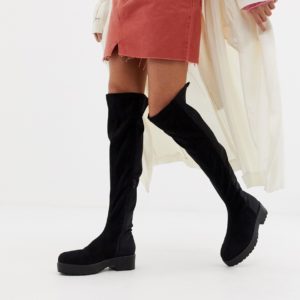 Lost Ink Shona chunky over the knee boots - Black