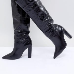 Mango Knee High Leather Boot - Black