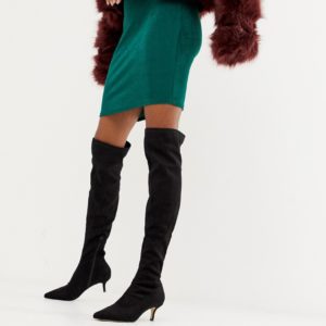 Miss Selfridge over the knee heeled boots in black - Black