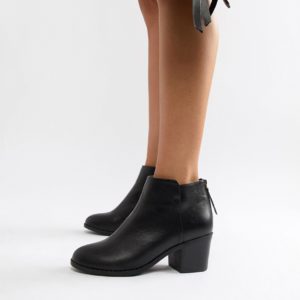 Office Heeled Ankle Boots - Black