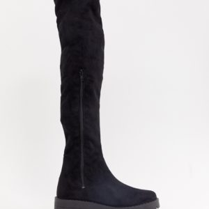 Office Knuckles Flat Over The Knee Boot - Black