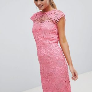 Paper Dolls Lace Dress With Scalloped Back - Pink