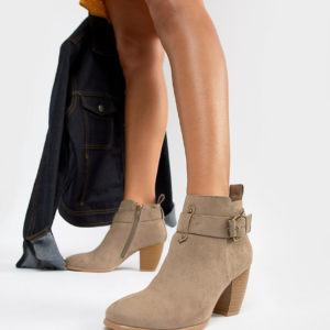 QUPID Mid Ankle Boots - Beige