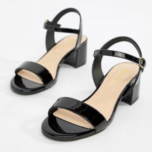 Qupid Block Heel Sandals - Black