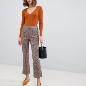 Side Party Feel houndstooth textured cuffed pants - Brown