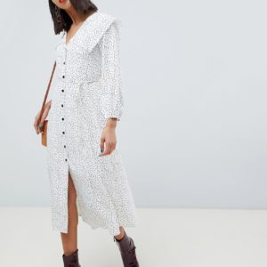 Side Party Kiko dotted midi dress - White