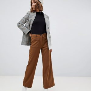 Side Party Sissi patch pocket flared pants - Brown