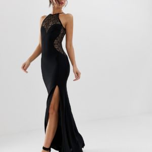 TFNC high neck lace maxi dress - Black