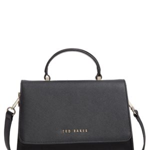 Ted Baker London Hilaryy Crosshatch Faux Leather Top Handle Satchel - Black