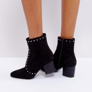 Truffle Collection High Ankle Stud Sock Boots - Black