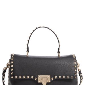 Valentino Garavani Rockstud Leather Top Handle Bag - Brown