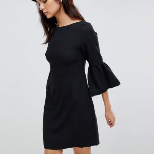 Vesper bell sleeve jacquard midi dress - Black