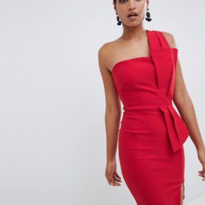 Vesper one shoulder structured mini dress - Red