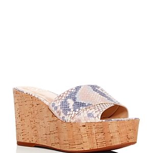 Vince Camuto Women's Kessina Snake-Embossed Leather Platform Wedge Slide Sandals